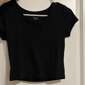 Minimalist Black V-Neck Crop Top